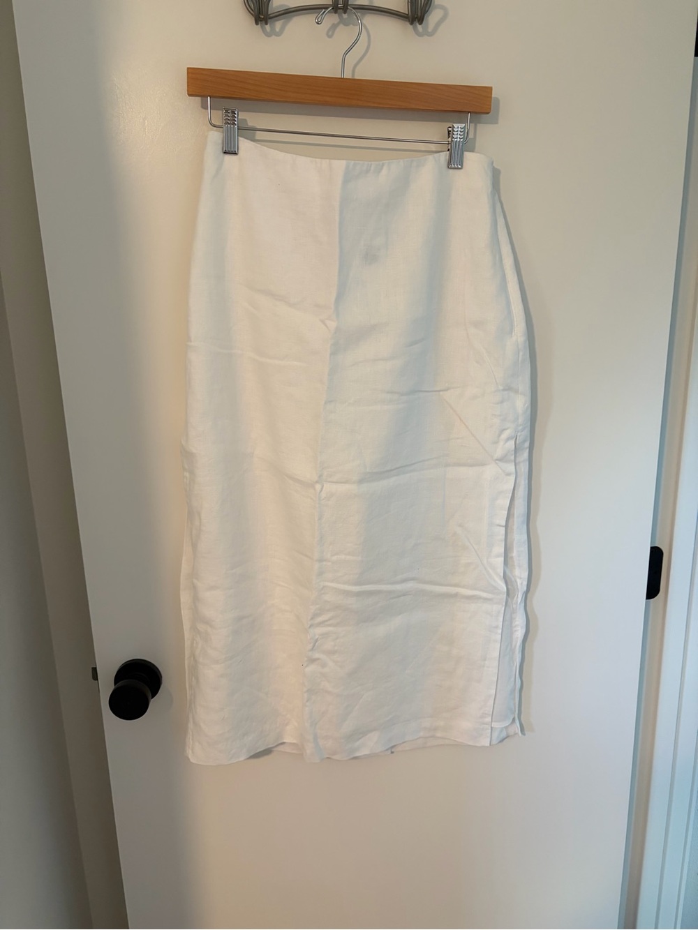 Linen White Midi Skirt